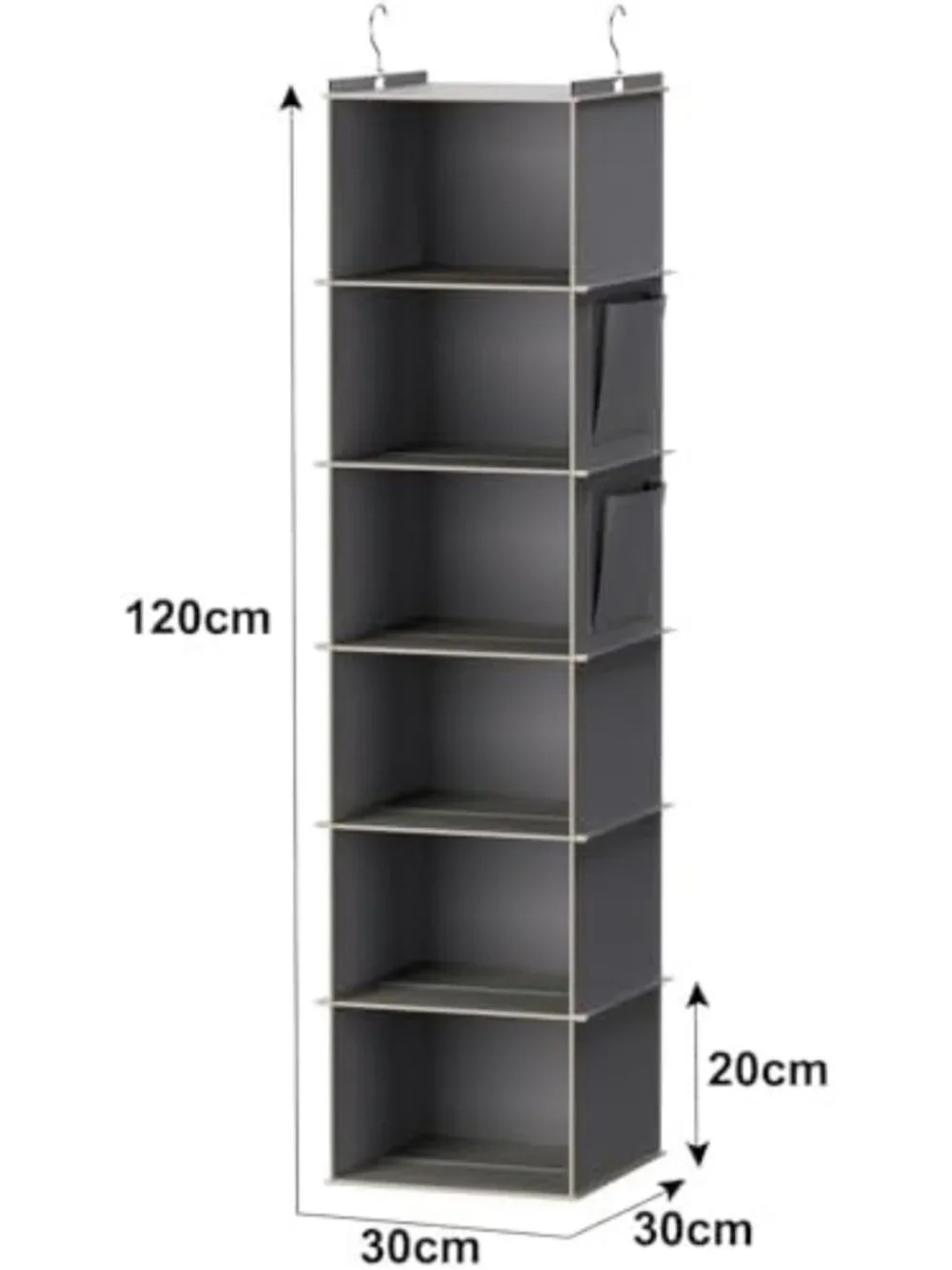 6-Shelf Hanging Closet Organizer & Storage Solution - Grey Fabric, Space-Saving